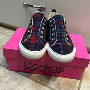 Corkys Babalu in Navy Tartan size 8 w/ box